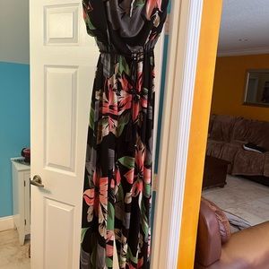 Black tropical strapless jumpsuit. NY&Co. NWT